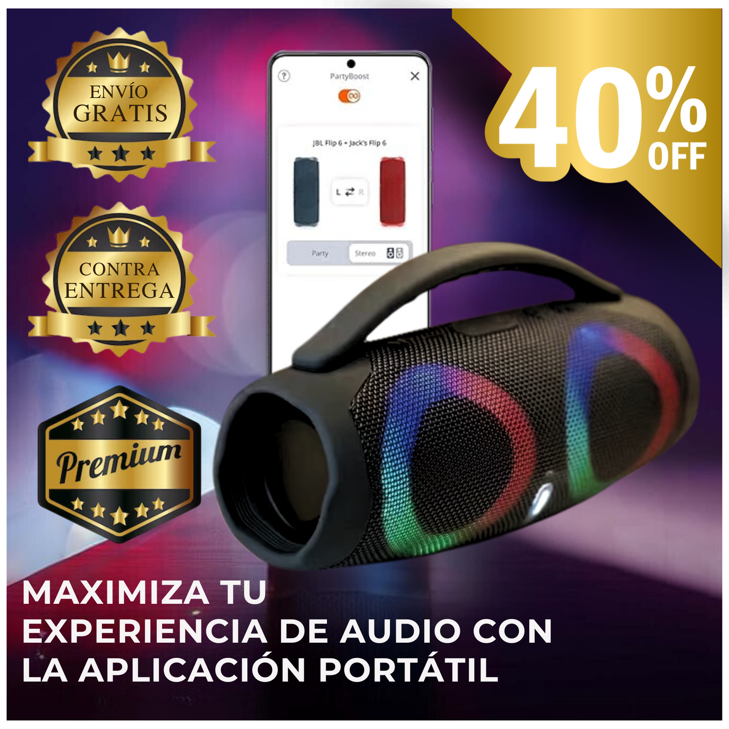 PARLANTE CON AMPLIFICADOR Y SUBWOOFER + OBSEQUIO