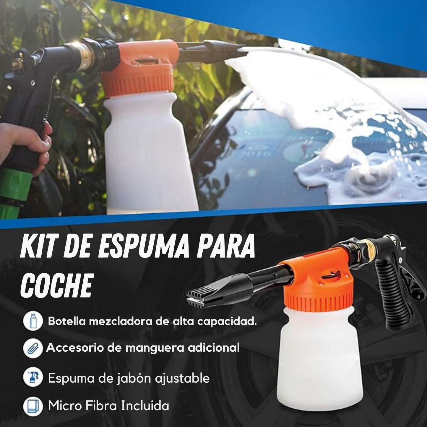 Pulverizador de Lavado CarWash para Vehiculos | Accesorios Incluidos