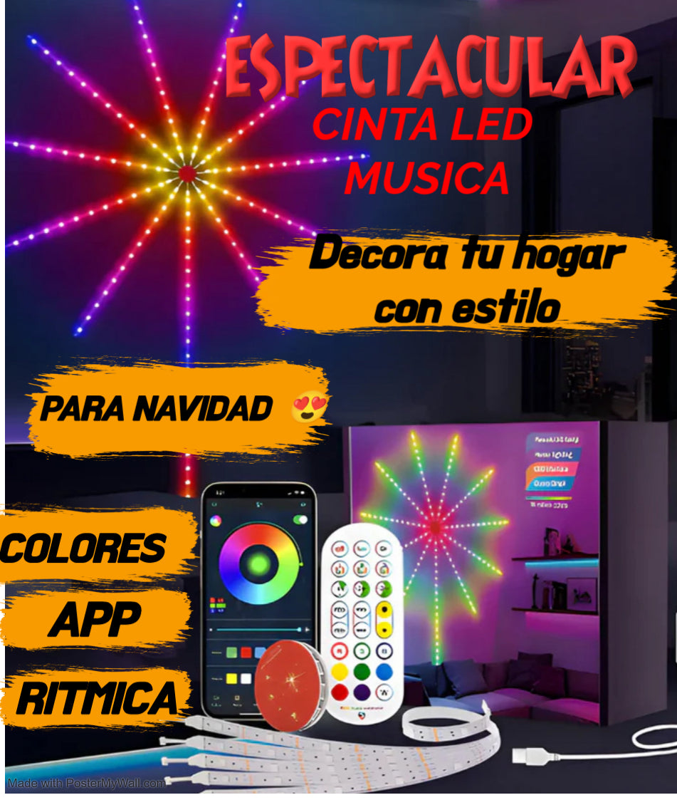 - LUCES LED FUEGOS ARTIFICIALES Y SENSOR DE MUSICA